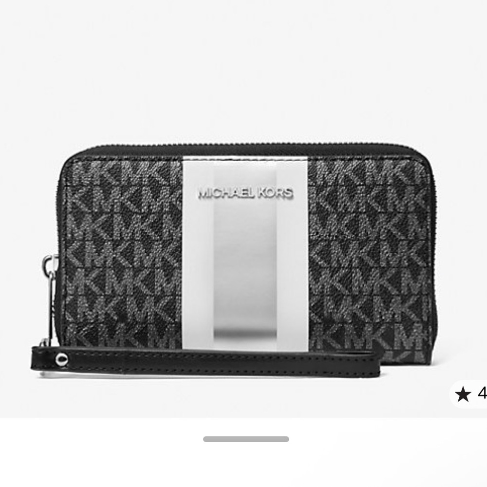 Michael Kors Outlet Jet Set Large Metallic Logo Stripe Smartphone Wallet